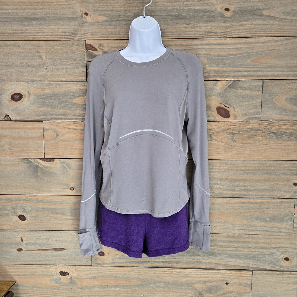 Lululemon Rulu Reflective Running Long Sleeve Top Gull Grey GULG Size : 6